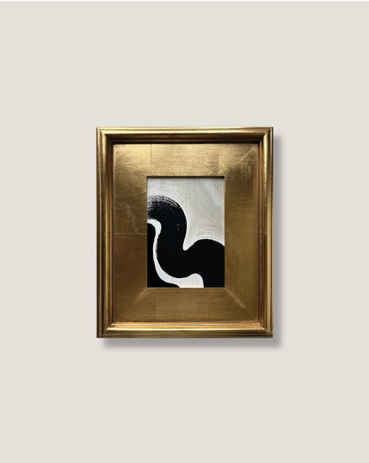 Original Abstract Mini in Gold Leaf Wood Frame, Curvy Study 2