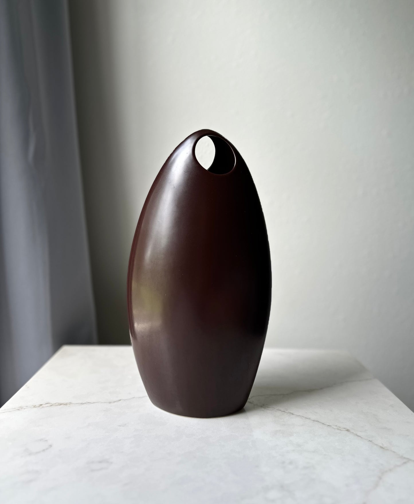 Sculptural Brown Ceramic Vase, Portugal