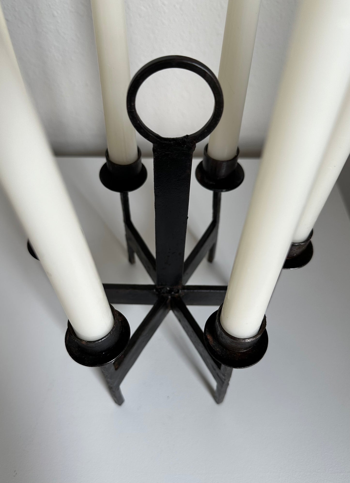 Vintage ‘Van Keppel Green’ Brutalist Iron Candelabra