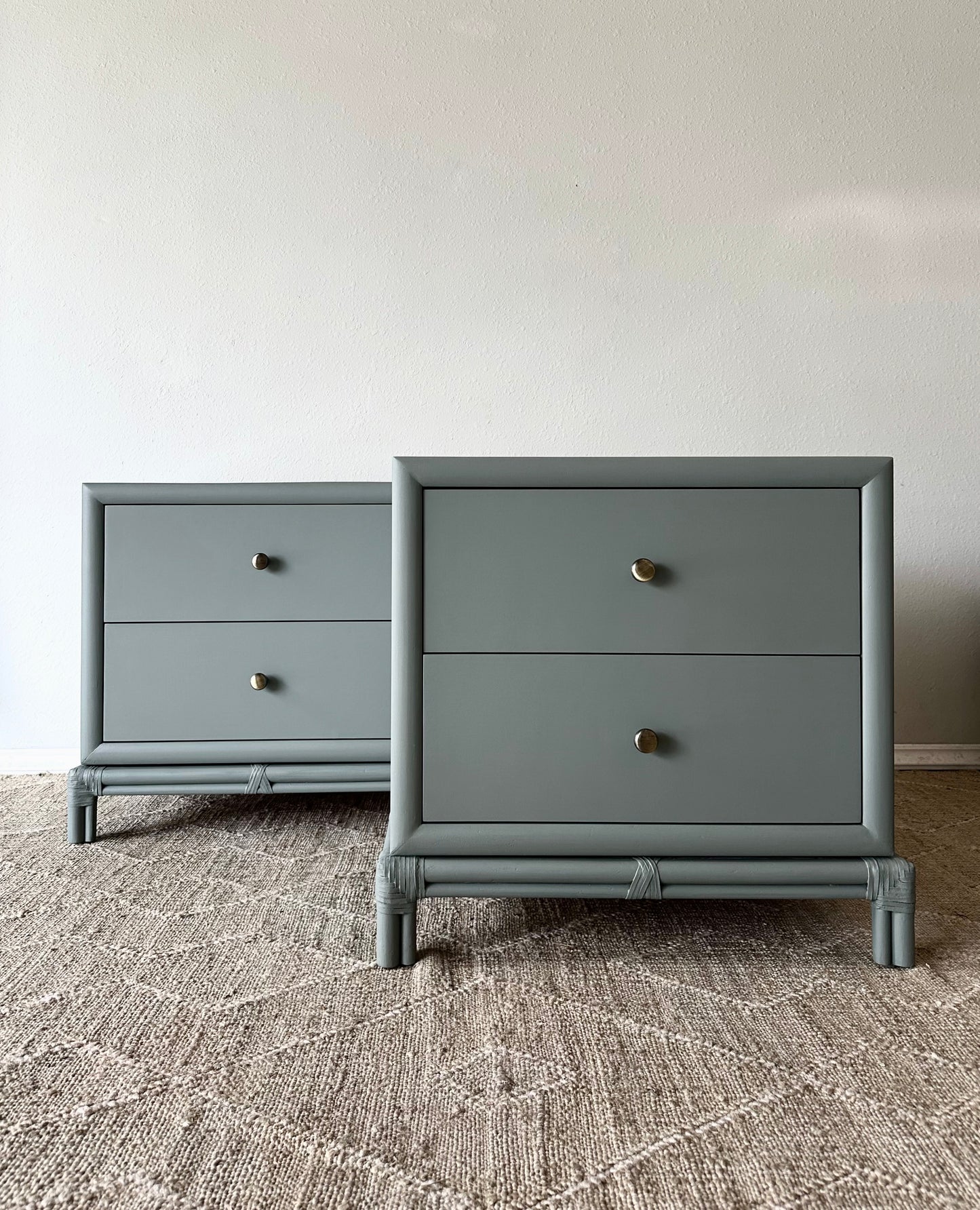 Vintage Henredon Nightstand Set Refinished in Earthen Ash