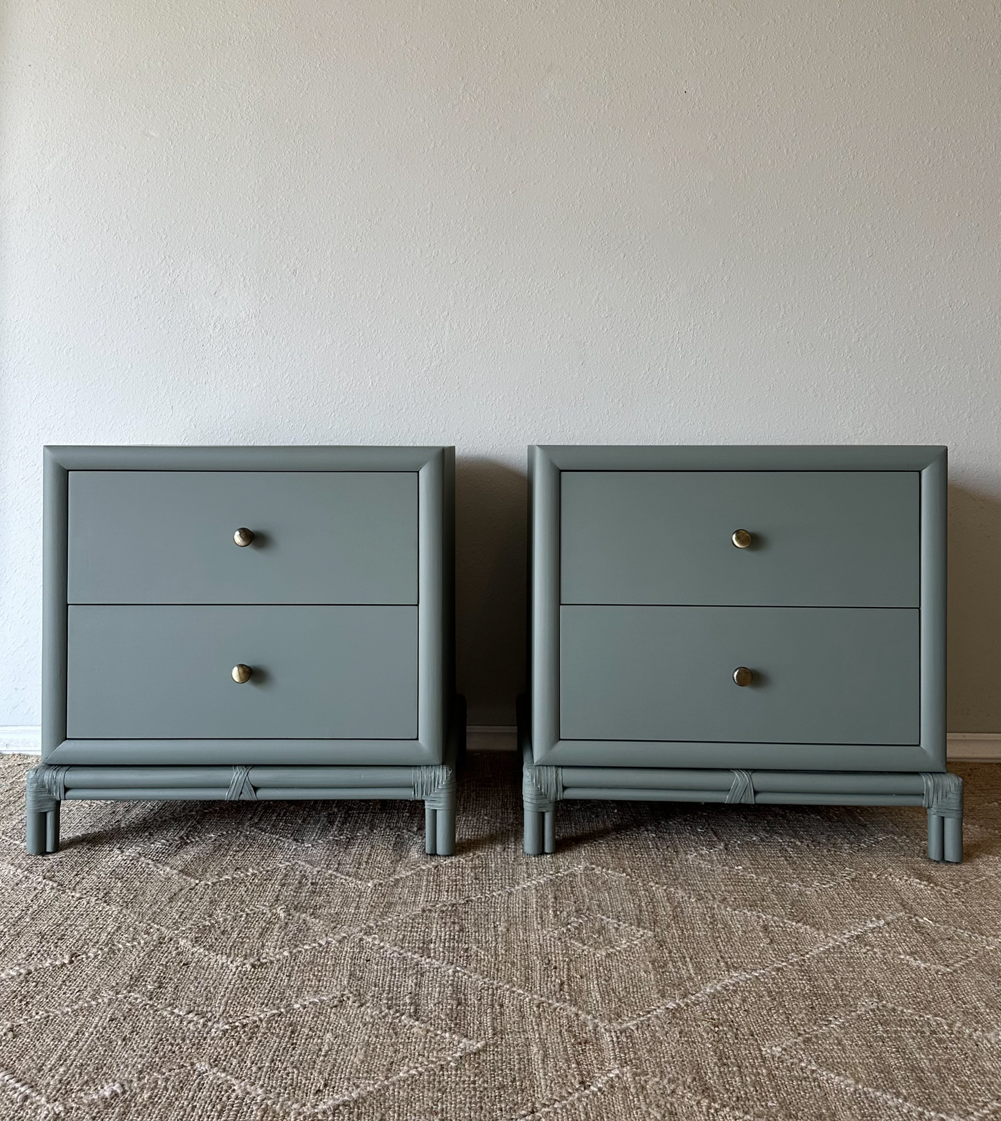 Vintage Henredon Nightstand Set Refinished in Earthen Ash