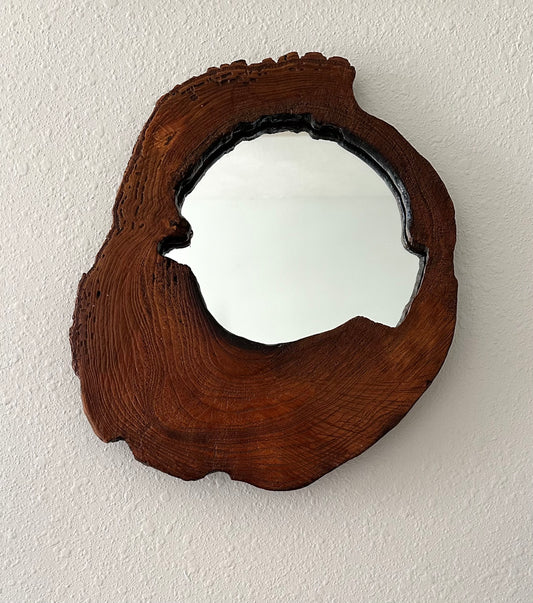 Vintage Handcrafted Live Edge Wood Mirror