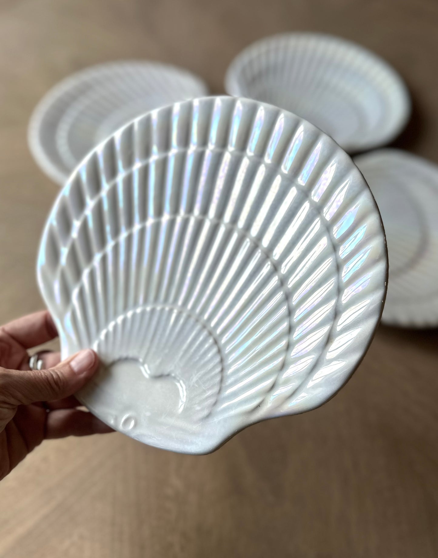 Vintage Scallop Shell Plates Set of 4