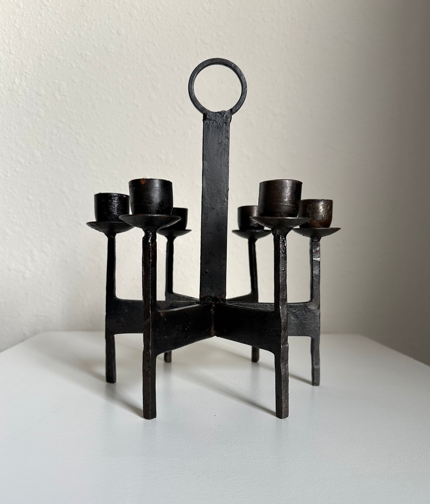 Vintage ‘Van Keppel Green’ Brutalist Iron Candelabra