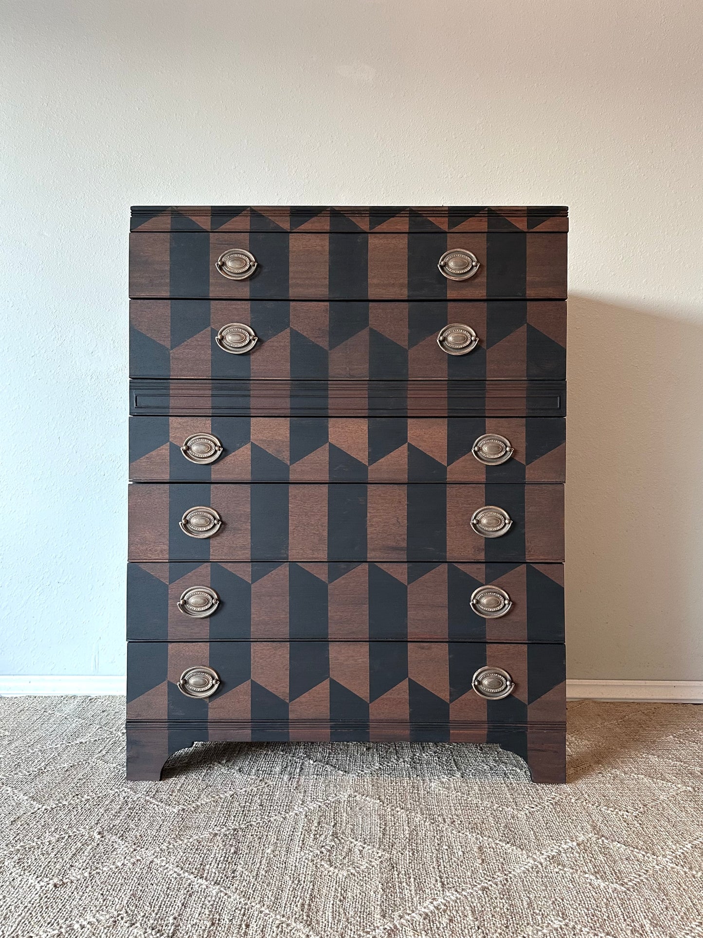 Vintage Modern Style Geometric Pattern 1940’s Dresser