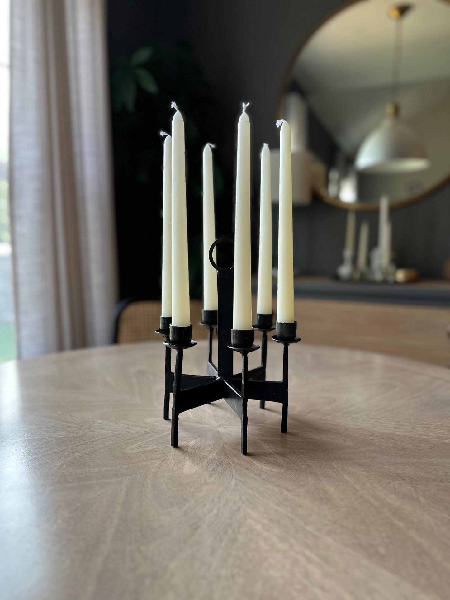 Vintage ‘Van Keppel Green’ Brutalist Iron Candelabra