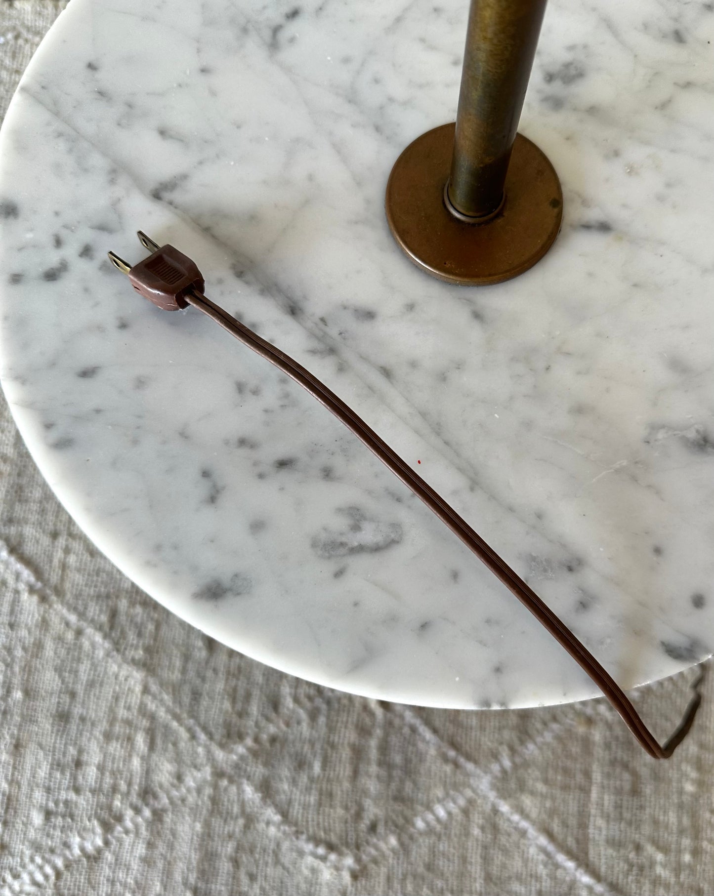 Mid-Century Walnut, Brass and Italian Marble Floor Lamp/Table