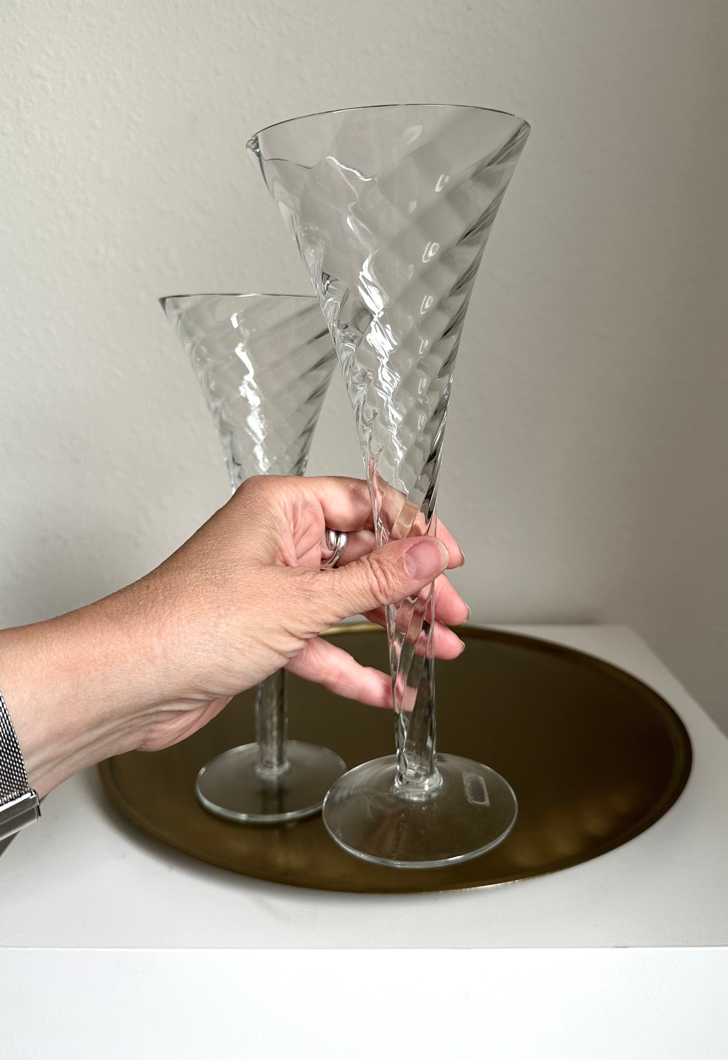 Optic Swirl Champagne Glass Pair