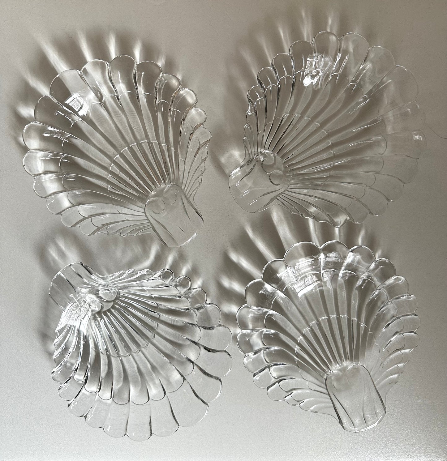 Vintage Glass Shell Appetizer/Dessert Dishes, Set of 4