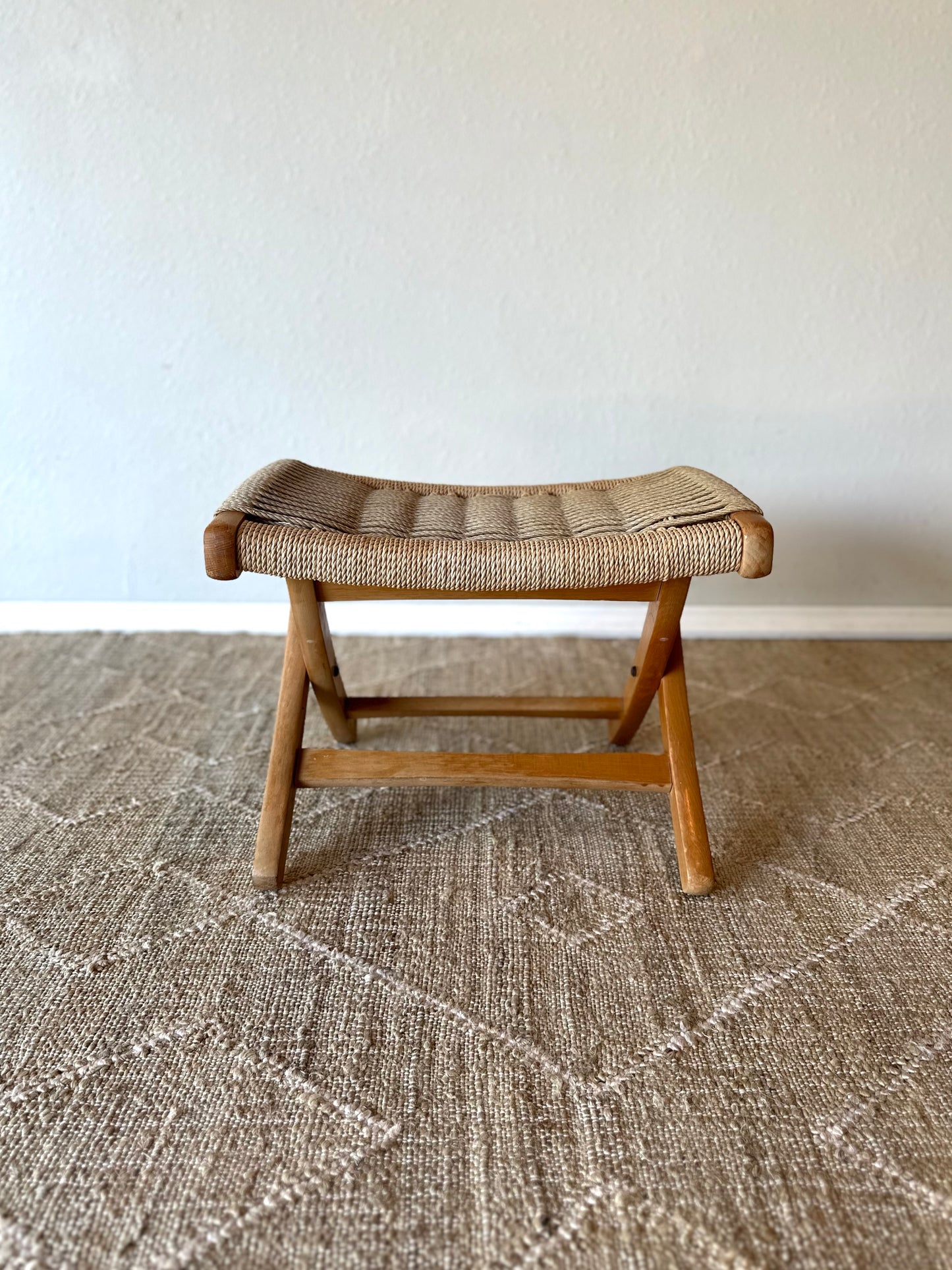 Danish Modern Hans Wegner Style Small Folding Ottoman