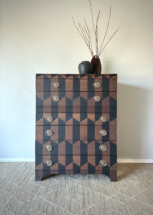 Vintage Modern Style Geometric Pattern 1940’s Dresser