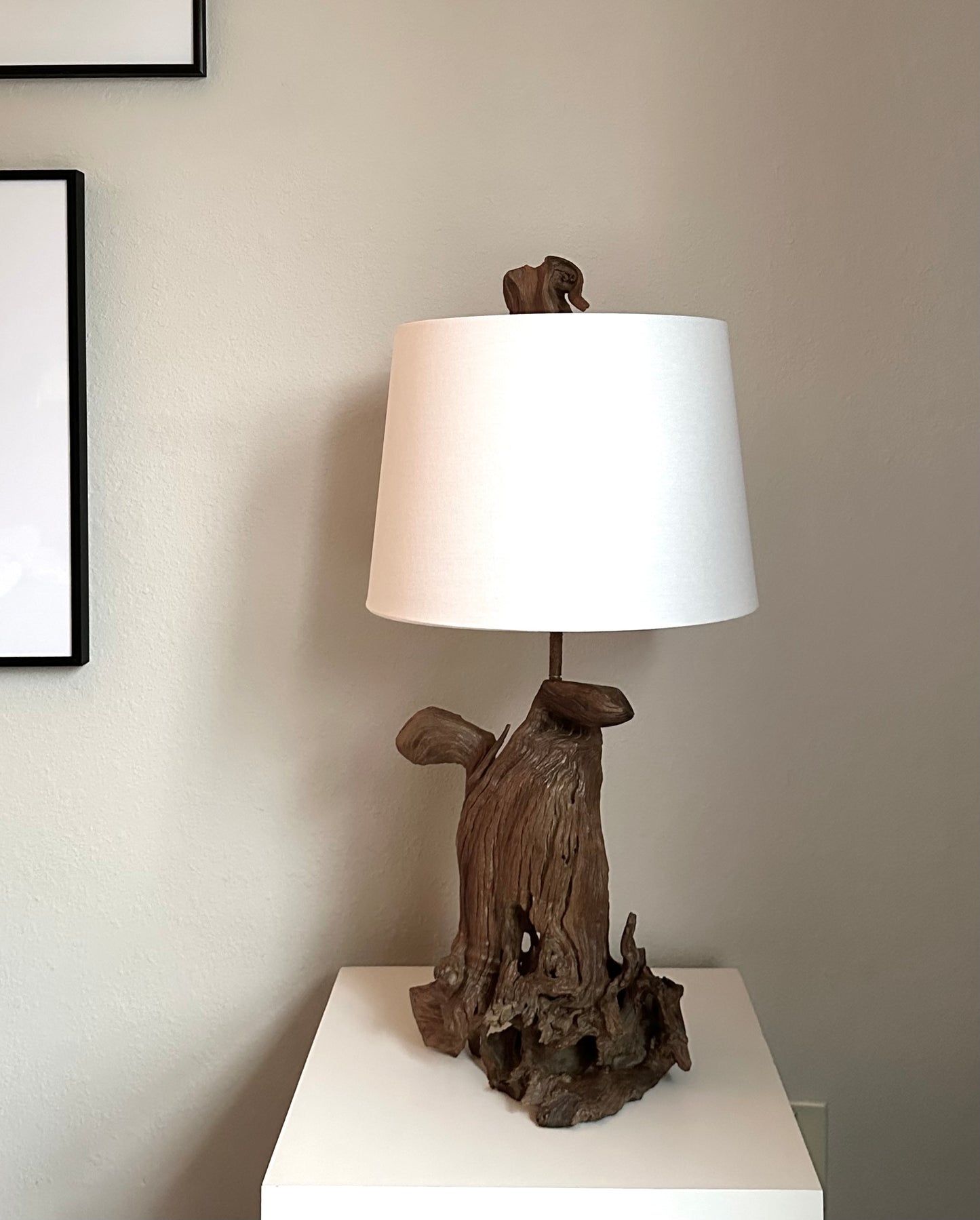 Sculptural Vintage Natural Driftwood Lamps, Set of 2, (shades not included)