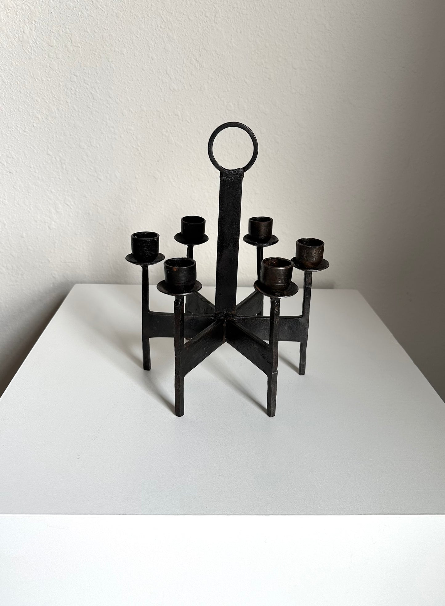 Vintage ‘Van Keppel Green’ Brutalist Iron Candelabra