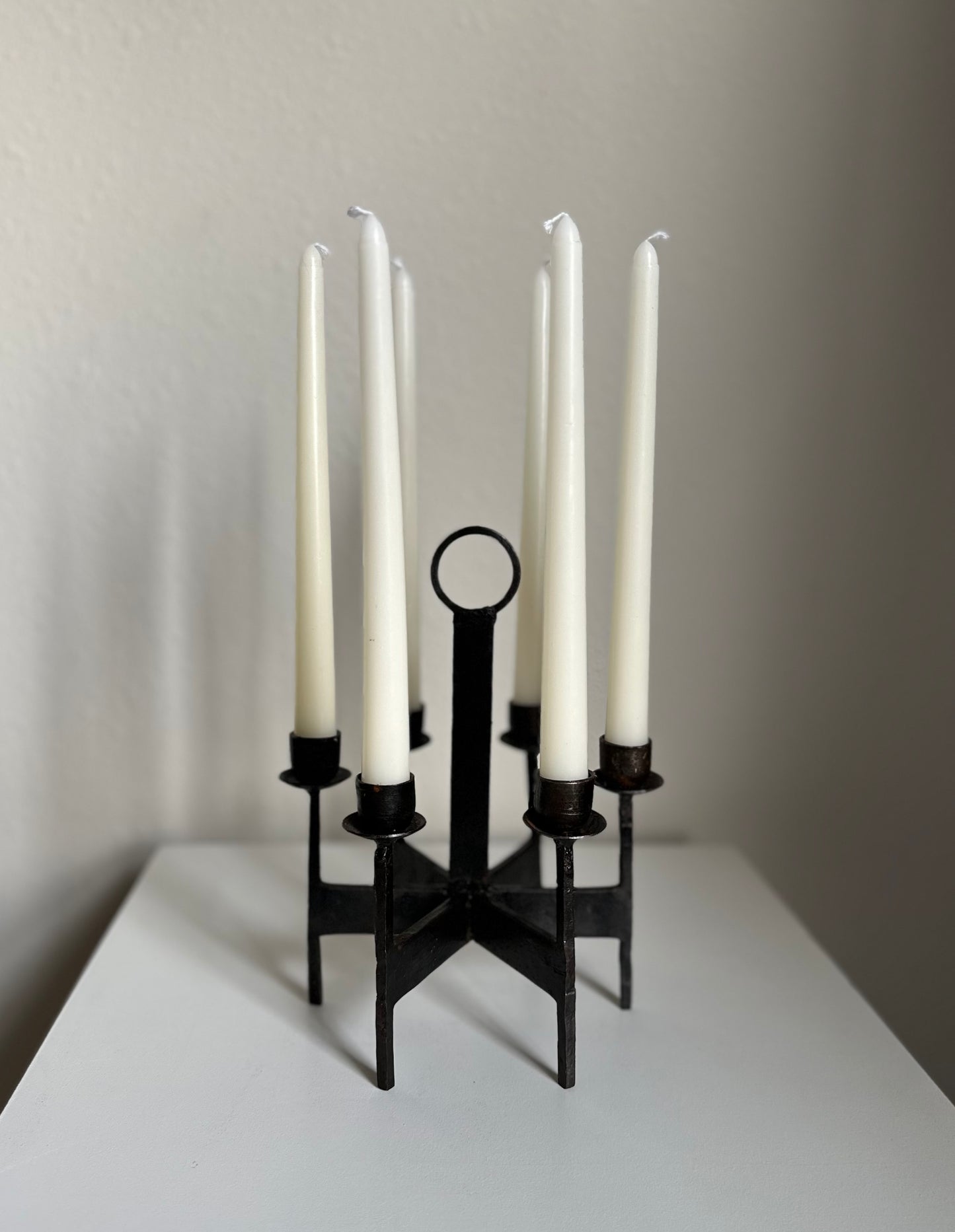 Vintage ‘Van Keppel Green’ Brutalist Iron Candelabra