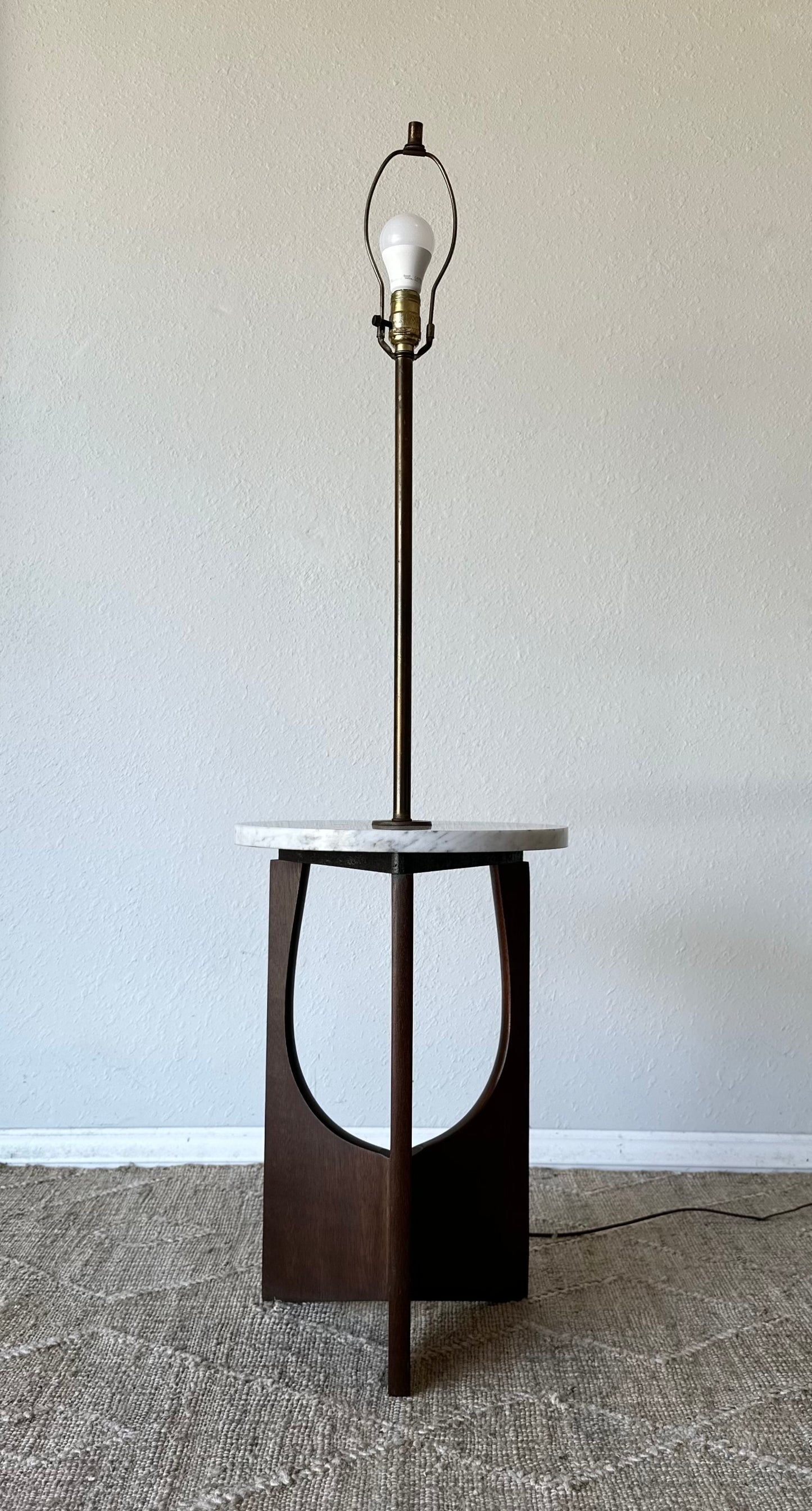 Mid-Century Walnut, Brass and Italian Marble Floor Lamp/Table