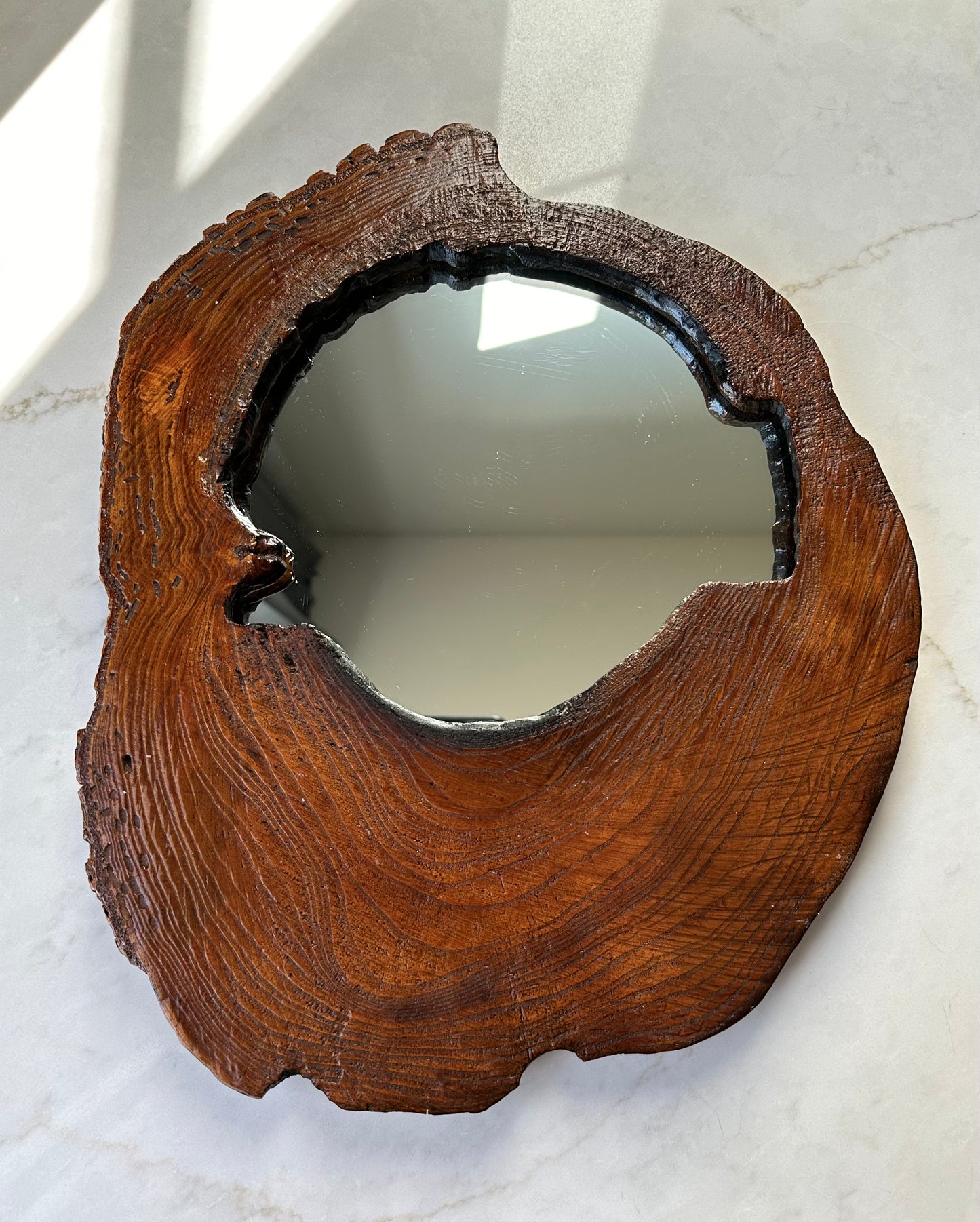 Vintage Handcrafted Live Edge Wood Mirror