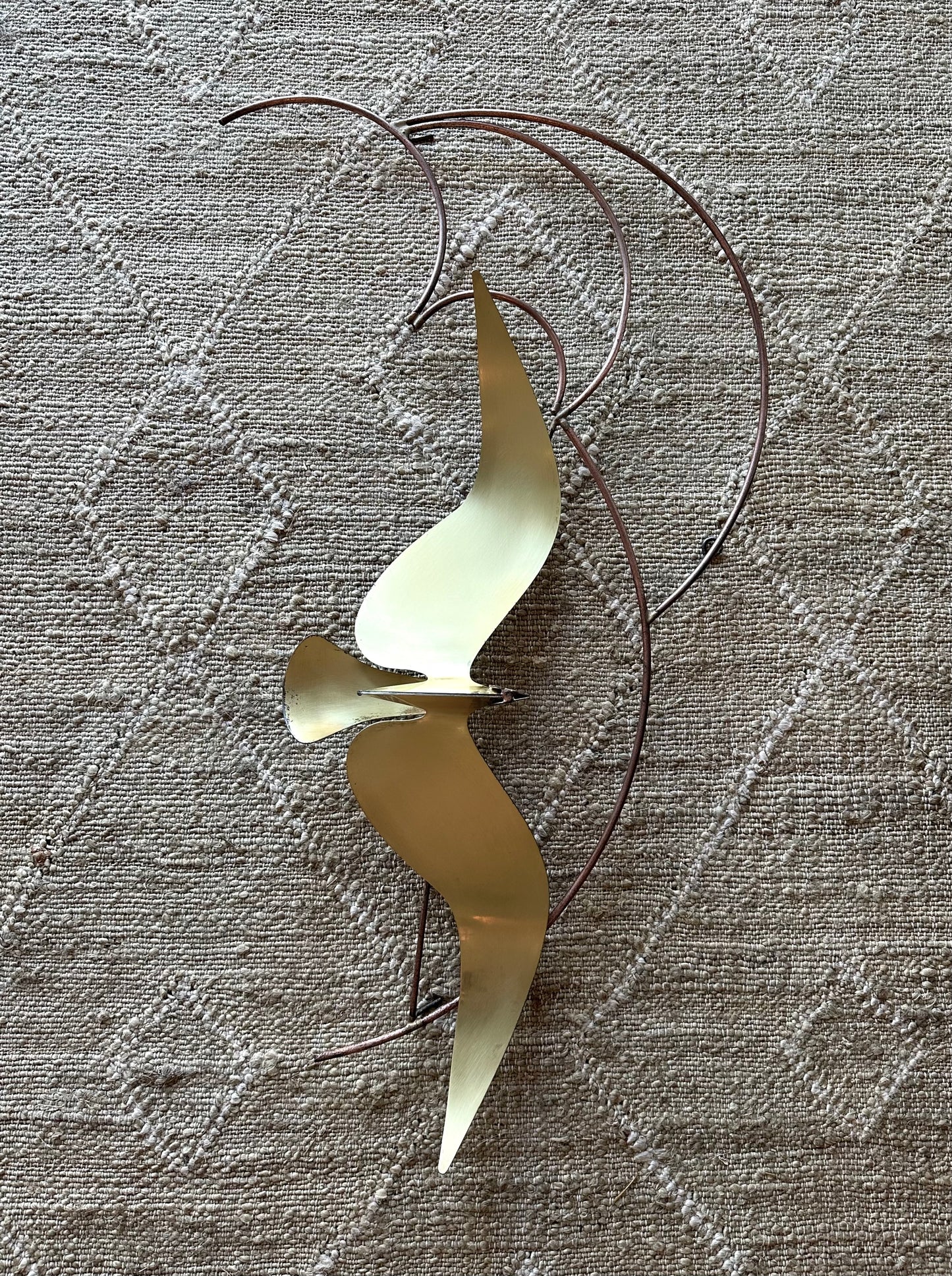 Vintage Brass Seagull Wall Sculpture, Curtis Jere