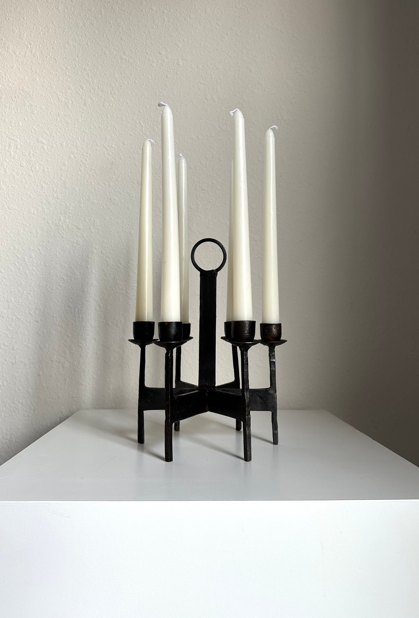 Vintage ‘Van Keppel Green’ Brutalist Iron Candelabra