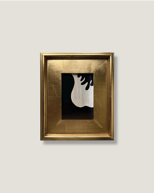 Original Abstract Mini in Gold Leaf Wood Frame, Seated Figure