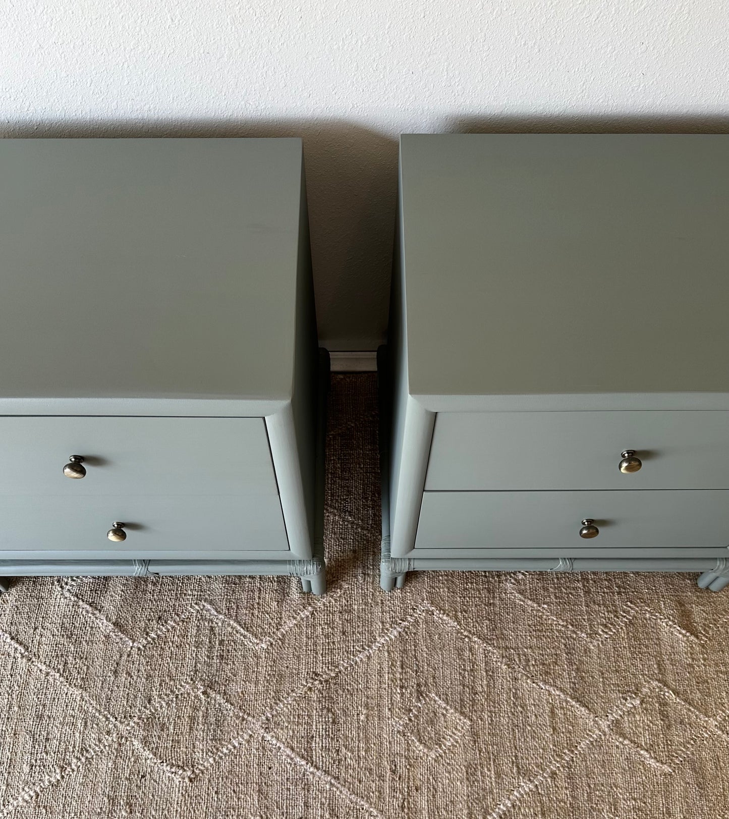 Vintage Henredon Nightstand Set Refinished in Earthen Ash