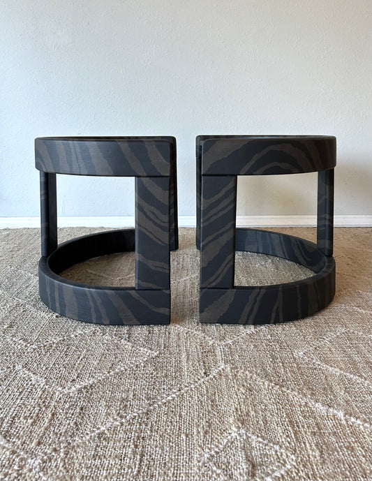 Vintage Mod End Tables Reimagined in a Luxe Faux Bois