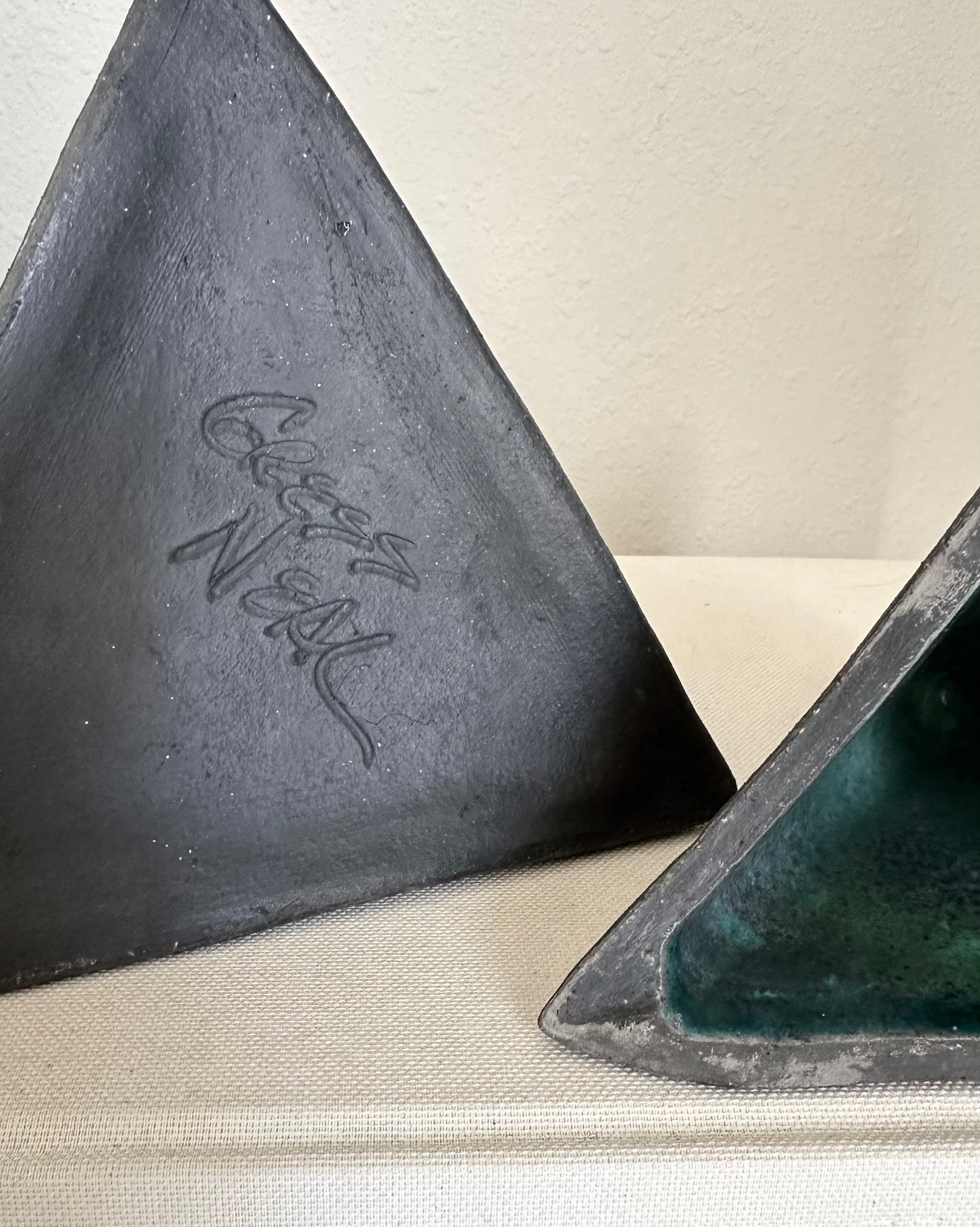 Raku Pyramid Keepsake Box, Artist Signed