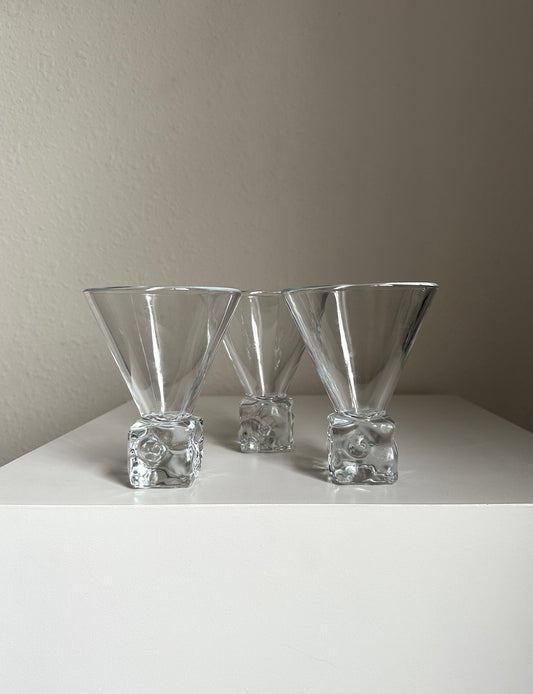 Ice Cube Base Martini Vintage Cocktail Glasses