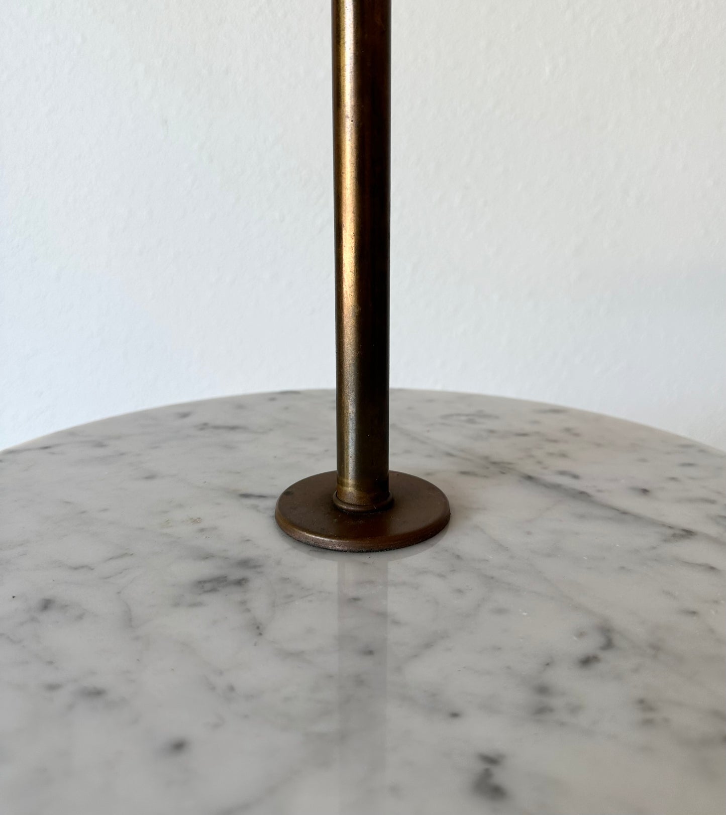 Mid-Century Walnut, Brass and Italian Marble Floor Lamp/Table