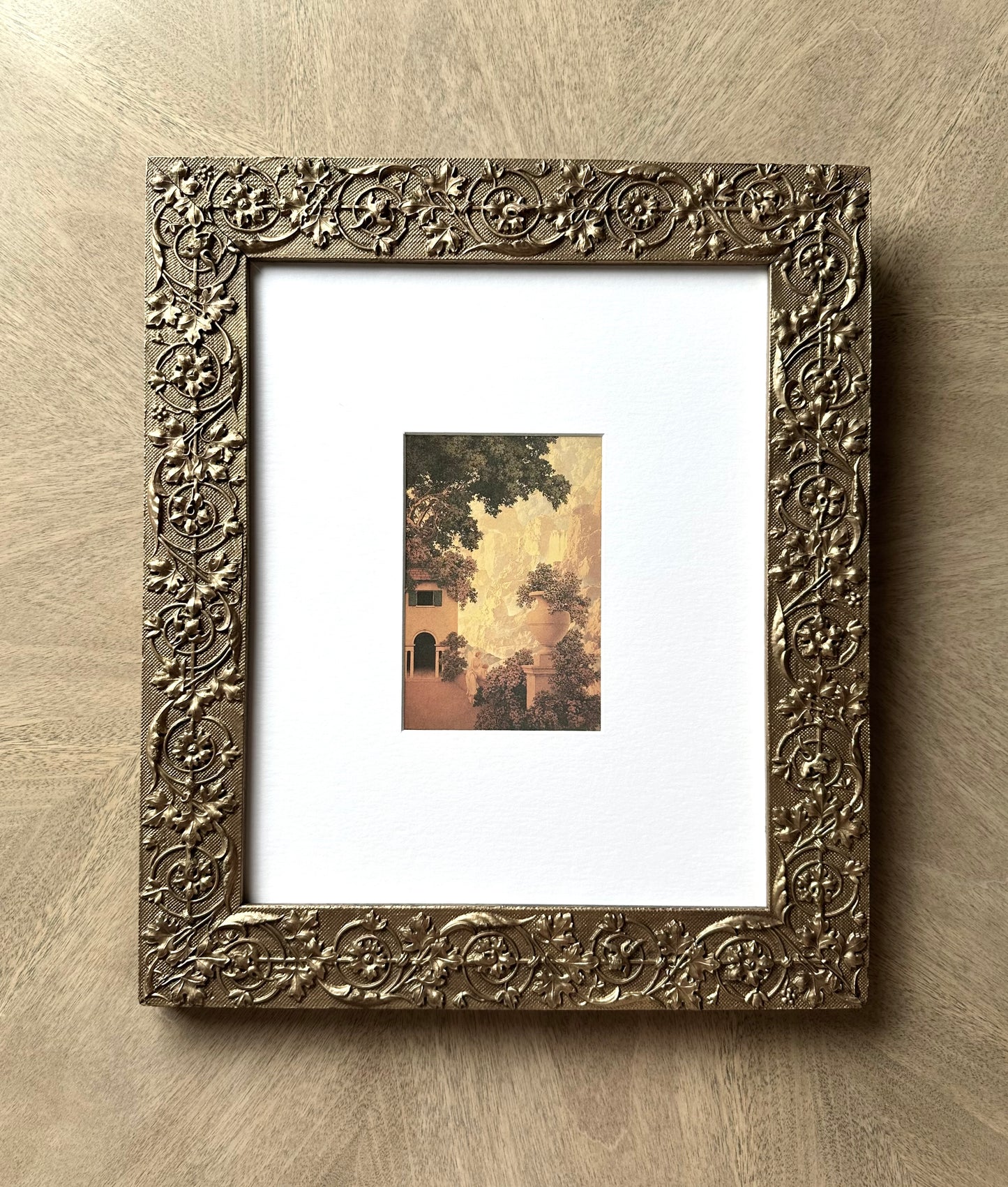 Antique Wood Frame (1800’s) with Vintage Maxfield Parrish Postcard