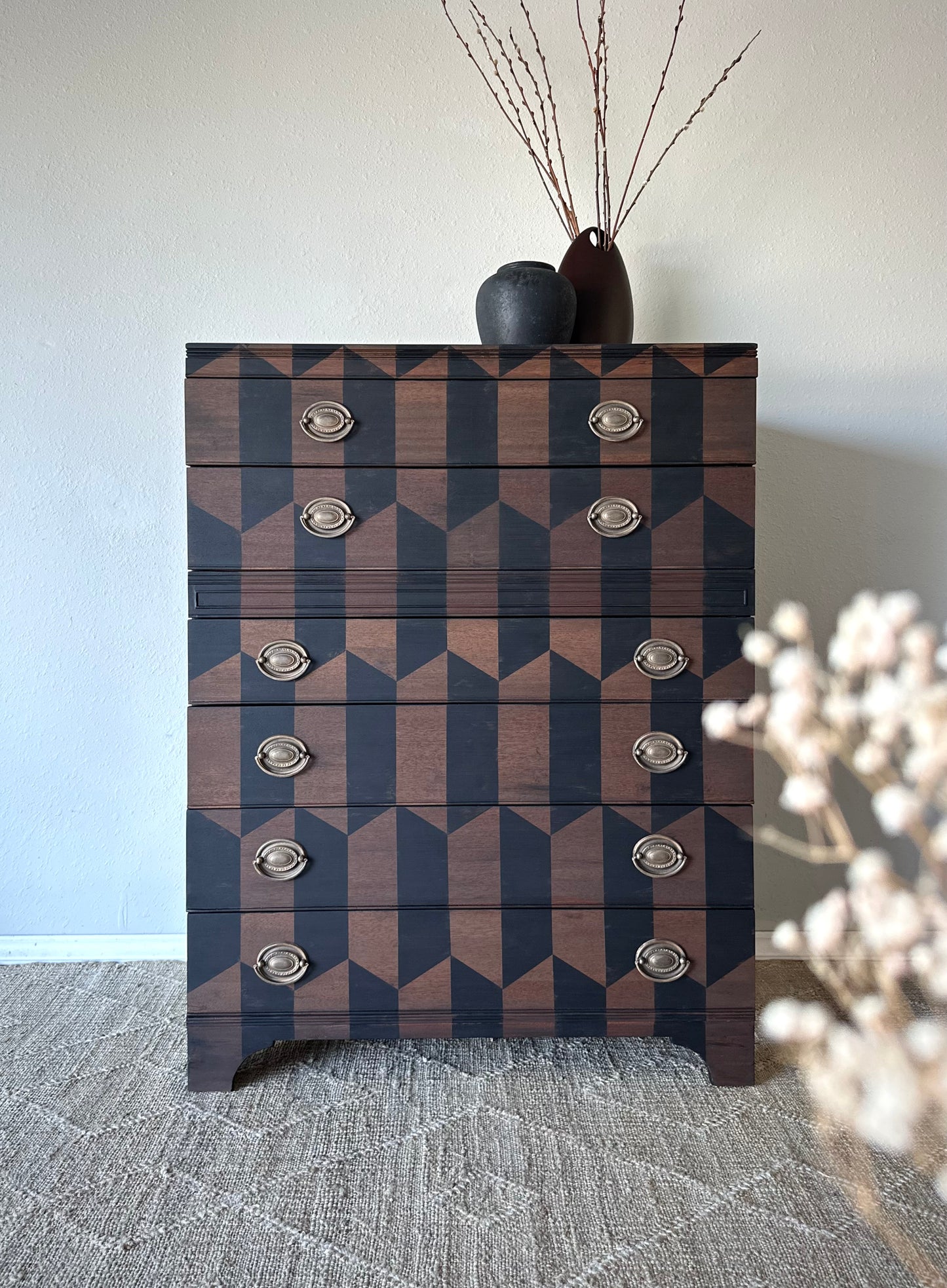 Vintage Modern Style Geometric Pattern 1940’s Dresser