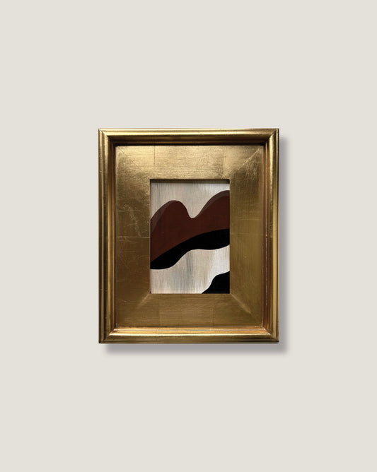 Original Abstract Mini in Gold Leaf Wood Frame, Reclining Figure