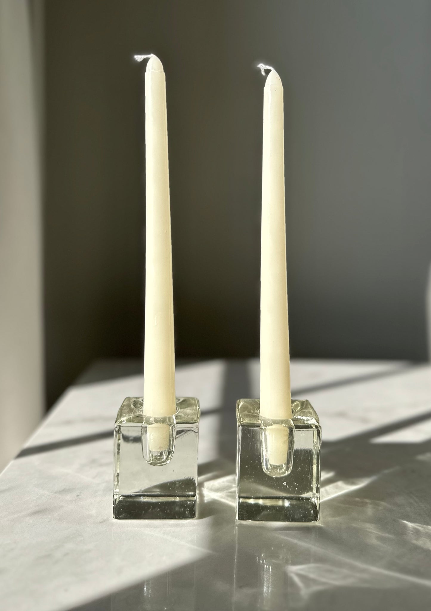 Vintage Chunky Cube Candleholder Set