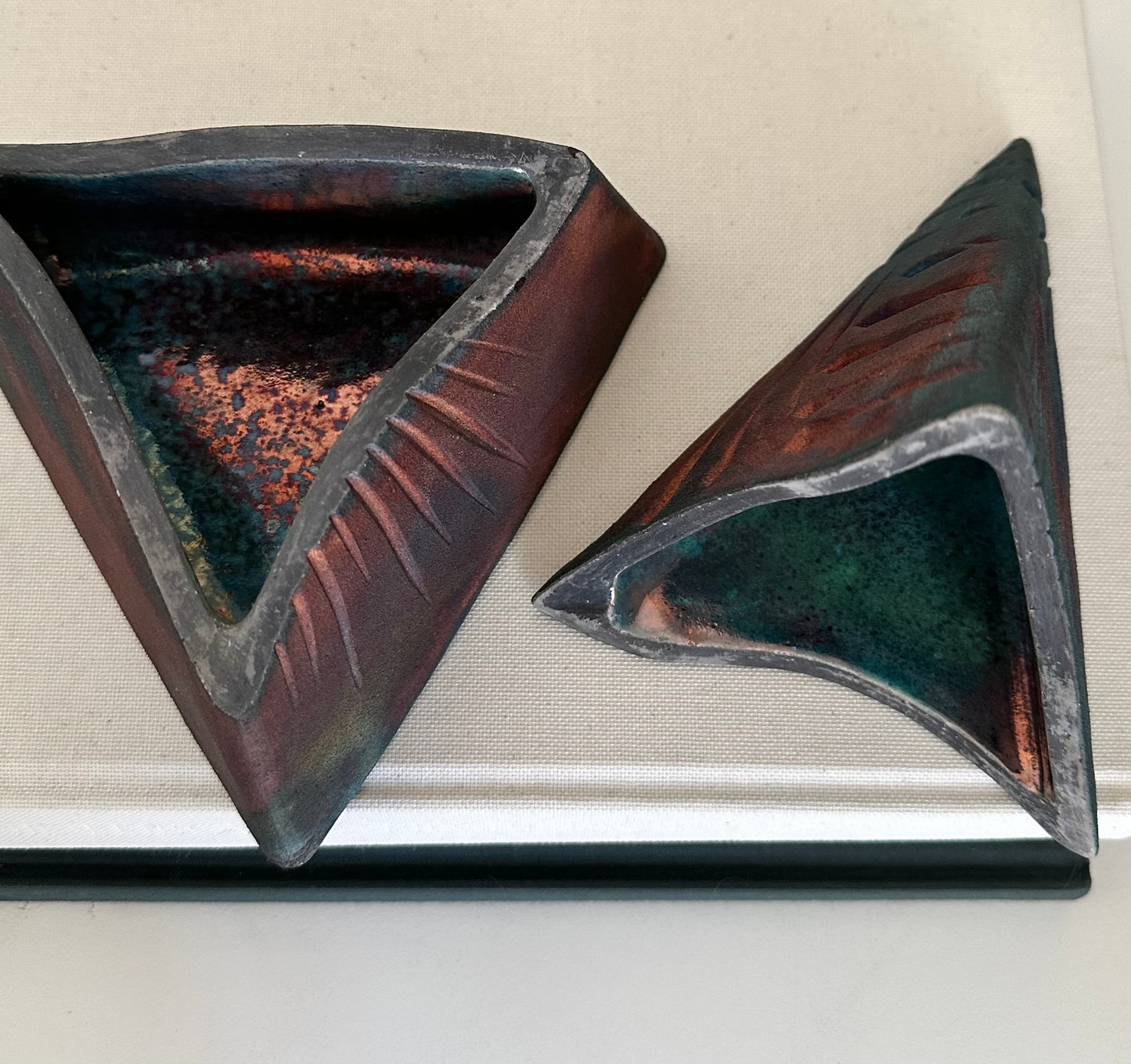 Raku Pyramid Keepsake Box, Artist Signed