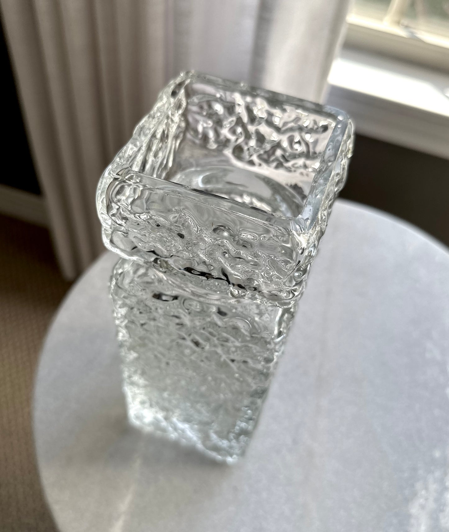 Vintage Mid-Century Art Ice Glass Vase