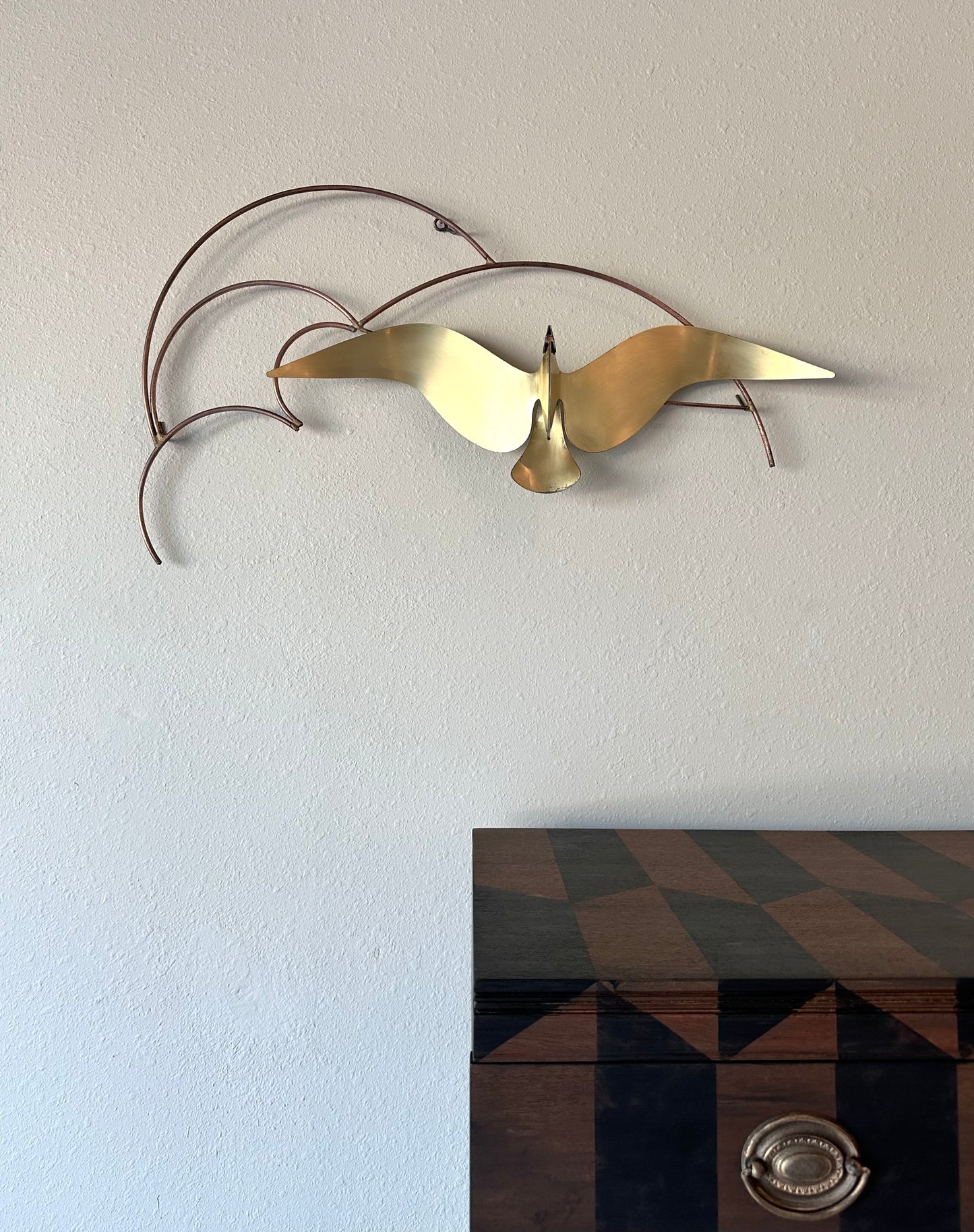 Vintage Brass Seagull Wall Sculpture, Curtis Jere