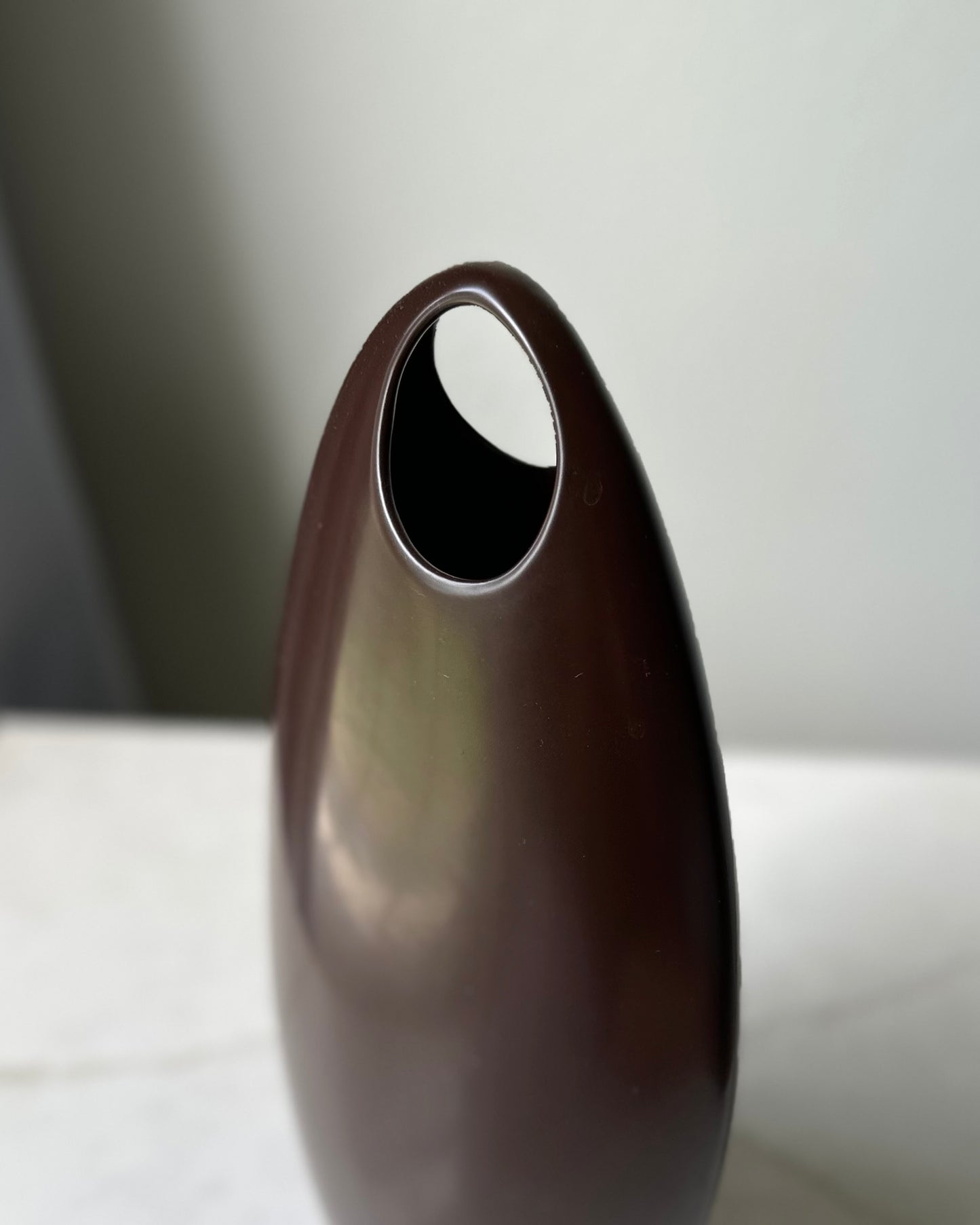 Sculptural Brown Ceramic Vase, Portugal