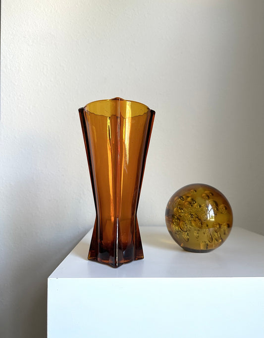 Vintage Amber Art-Deco Vase