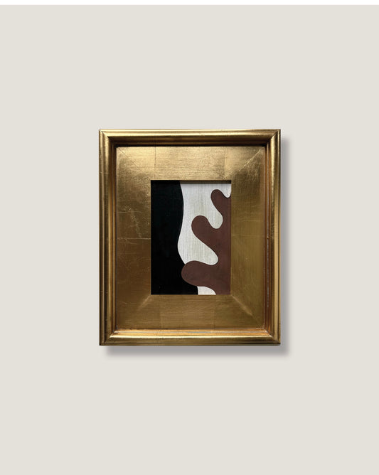 Original Abstract Mini in Gold Leaf Wood Frame, Figure in Nature