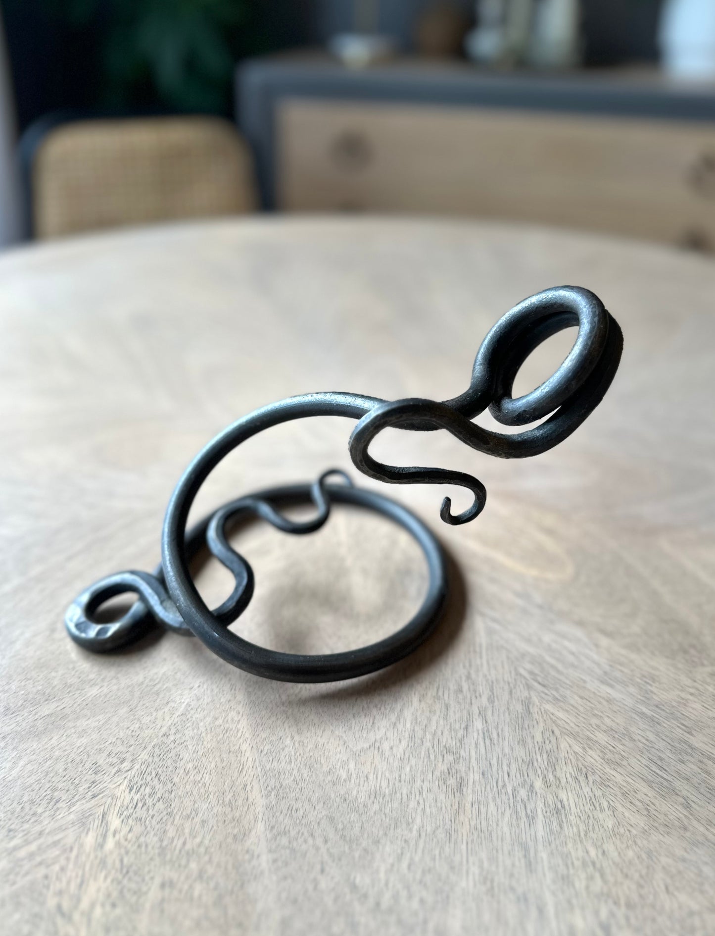 Artisan Forged Iron Unique Wine Holder